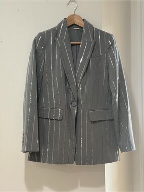 Elie Tahari NWT Sequined Blazer grey size 2